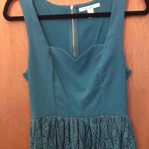 Teal Sweetheart Neckline Lace Skirt Dress